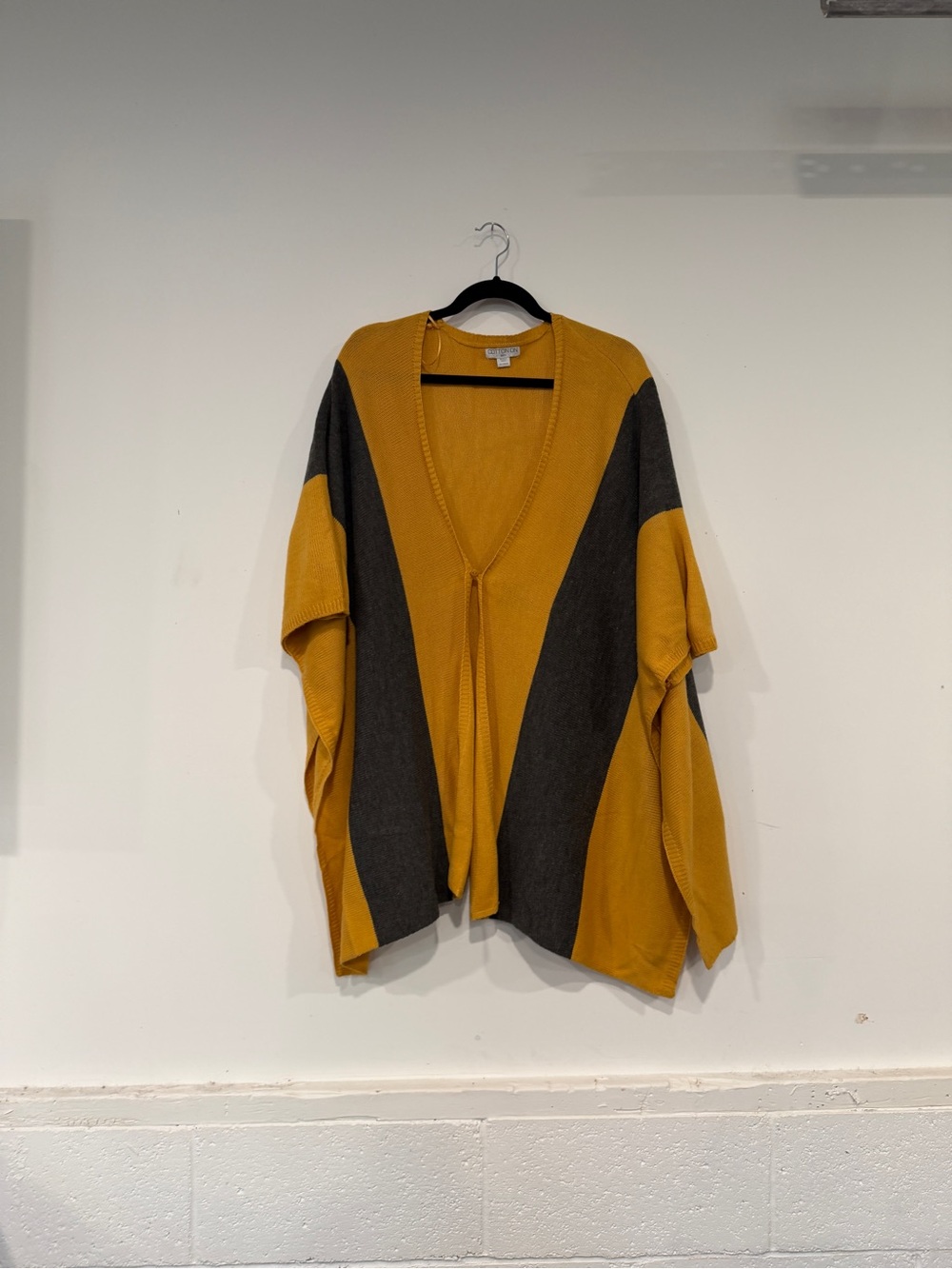 Cotton On Mustard Yellow and Charcoal Gray Colorblock Open Poncho